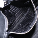 PRADA Hand Bag Nylon Silver Black Auth 139576-22
