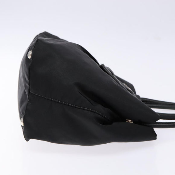 PRADA Hand Bag Nylon Silver Black Auth 139576