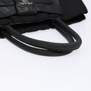 PRADA Hand Bag Nylon Silver Black Auth 139576-7
