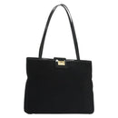 Salvatore Ferragamo Shoulder Bag Suede Black Gold Auth 139577-1