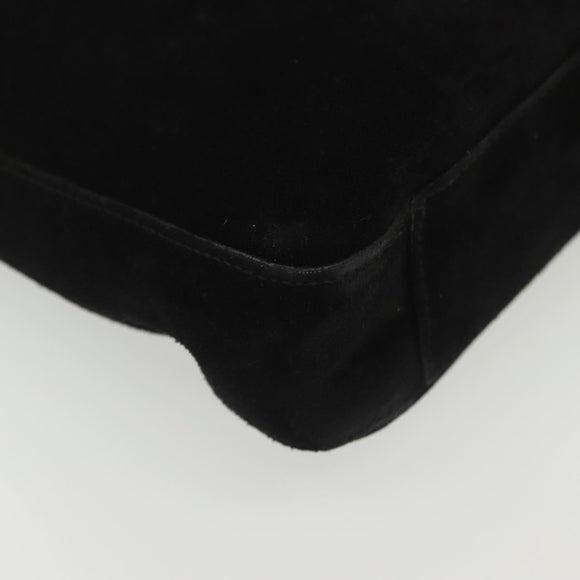 Salvatore Ferragamo Shoulder Bag Suede Black Gold Auth 139577