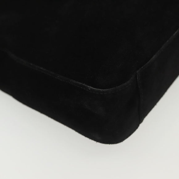 Salvatore Ferragamo Shoulder Bag Suede Black Gold Auth 139577