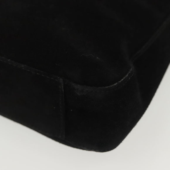 Salvatore Ferragamo Shoulder Bag Suede Black Gold Auth 139577