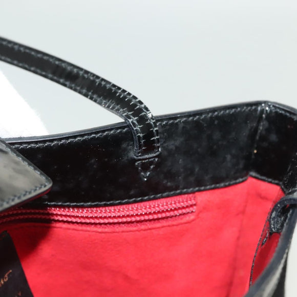 Salvatore Ferragamo Shoulder Bag Suede Black Gold Auth 139577