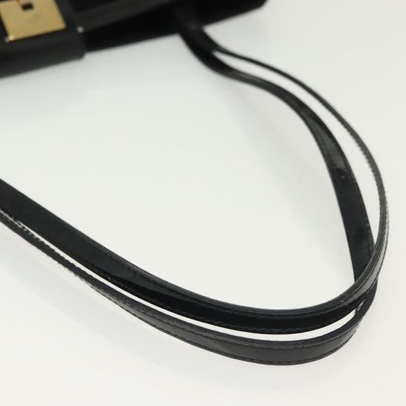 Salvatore Ferragamo Shoulder Bag Suede Black Gold Auth 139577