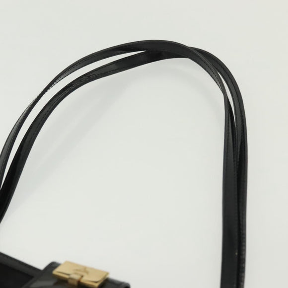 Salvatore Ferragamo Shoulder Bag Suede Black Gold Auth 139577