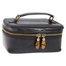 GUCCI Bamboo Vanity Hand Bag Patent leather Navy Gold 032 1705 0151 Auth 139591-1