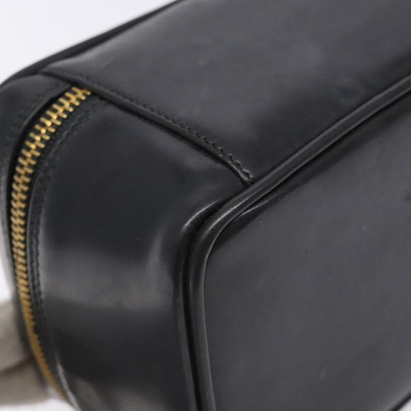 GUCCI Bamboo Vanity Hand Bag Patent leather Navy Gold 032 1705 0151 Auth 139591