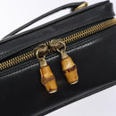 GUCCI Bamboo Vanity Hand Bag Patent leather Navy Gold 032 1705 0151 Auth 139591-17