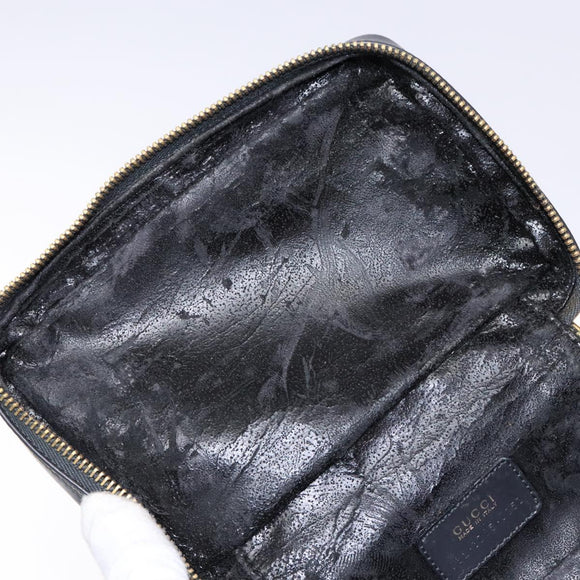 GUCCI Bamboo Vanity Hand Bag Patent leather Navy Gold 032 1705 0151 Auth 139591