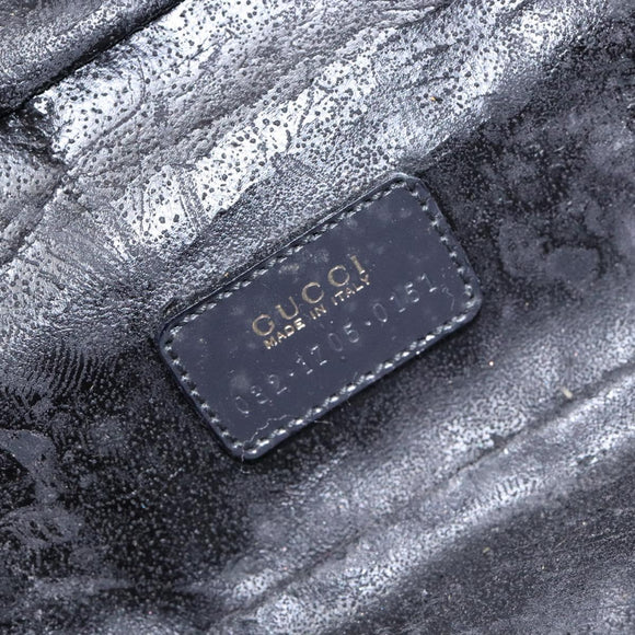 GUCCI Bamboo Vanity Hand Bag Patent leather Navy Gold 032 1705 0151 Auth 139591