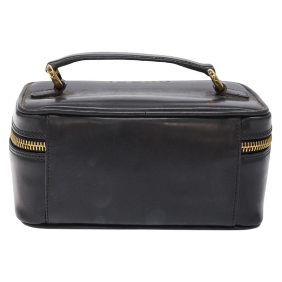 GUCCI Bamboo Vanity Hand Bag Patent leather Navy Gold 032 1705 0151 Auth 139591