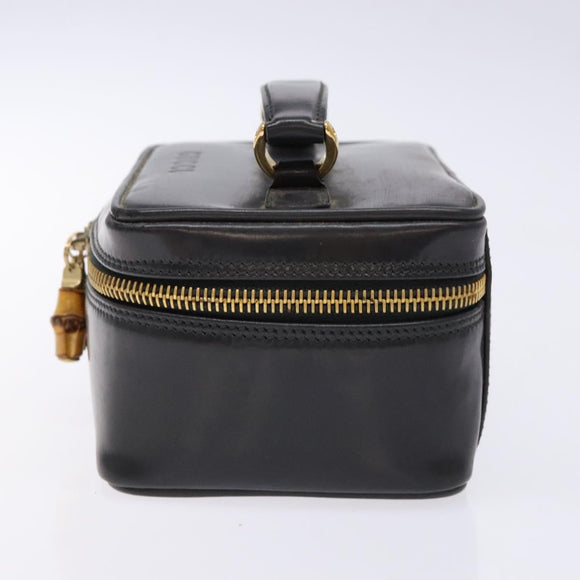 GUCCI Bamboo Vanity Hand Bag Patent leather Navy Gold 032 1705 0151 Auth 139591