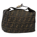 FENDI Zucca Canvas Vanity Pouch Black Brown Auth 139592-1