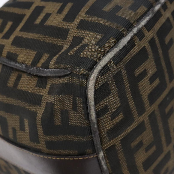 FENDI Zucca Canvas Vanity Pouch Black Brown Auth 139592