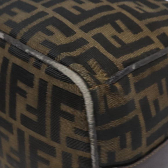 FENDI Zucca Canvas Vanity Pouch Black Brown Auth 139592