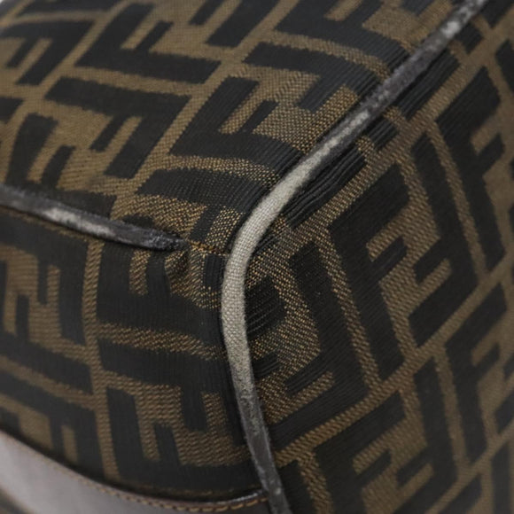 FENDI Zucca Canvas Vanity Pouch Black Brown Auth 139592