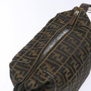 FENDI Zucca Canvas Vanity Pouch Black Brown Auth 139592-14