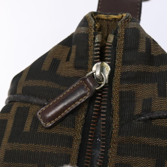 FENDI Zucca Canvas Vanity Pouch Black Brown Auth 139592