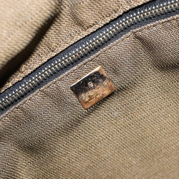 FENDI Zucca Canvas Vanity Pouch Black Brown Auth 139592