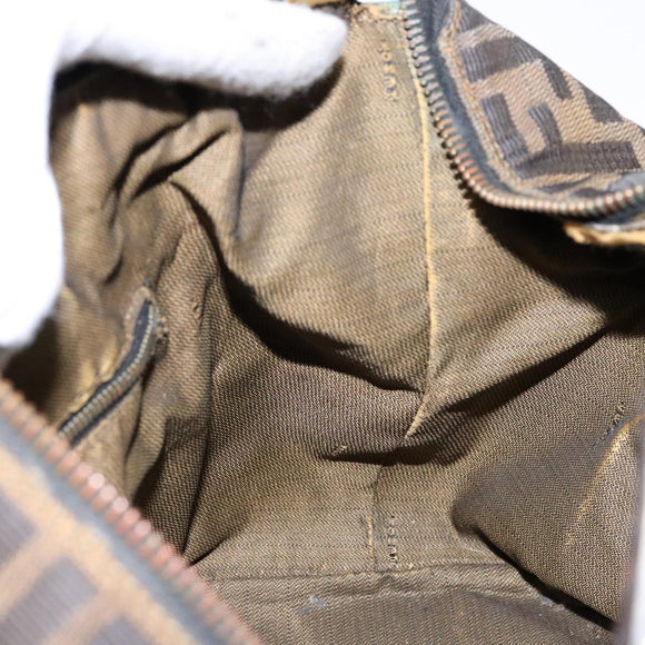 FENDI Zucca Canvas Vanity Pouch Black Brown Auth 139592