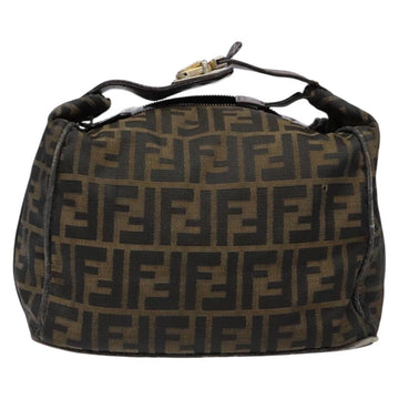 FENDI Zucca Canvas Vanity Pouch Black Brown Auth 139592 - 0
