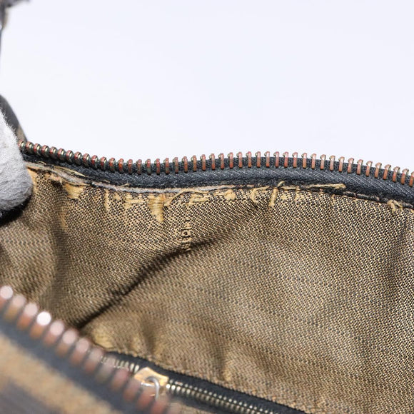 FENDI Zucca Canvas Vanity Pouch Black Brown Auth 139592