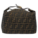 FENDI Zucca Canvas Vanity Pouch Black Brown Auth 139592-3