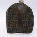 FENDI Zucca Canvas Vanity Pouch Black Brown Auth 139592-5