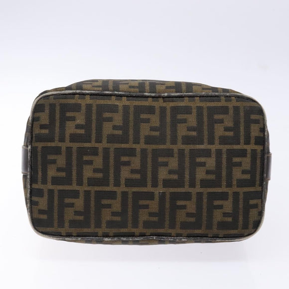 FENDI Zucca Canvas Vanity Pouch Black Brown Auth 139592