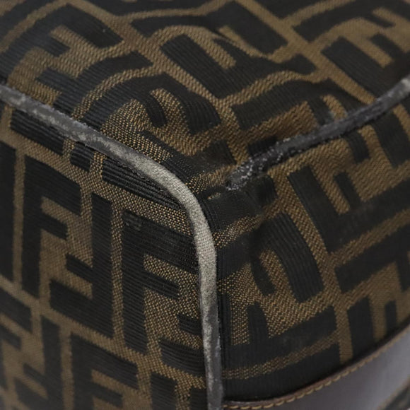 FENDI Zucca Canvas Vanity Pouch Black Brown Auth 139592