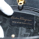 Salvatore Ferragamo Vala Hand Bag Canvas Black Gold Auth 139593-12