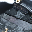 Salvatore Ferragamo Vala Hand Bag Canvas Black Gold Auth 139593-11