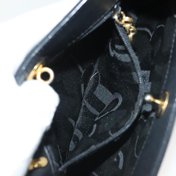 Salvatore Ferragamo Vala Hand Bag Canvas Black Gold Auth 139593