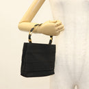 Salvatore Ferragamo Vala Hand Bag Canvas Black Gold Auth 139593-20