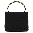 Salvatore Ferragamo Vala Hand Bag Canvas Black Gold Auth 139593-2