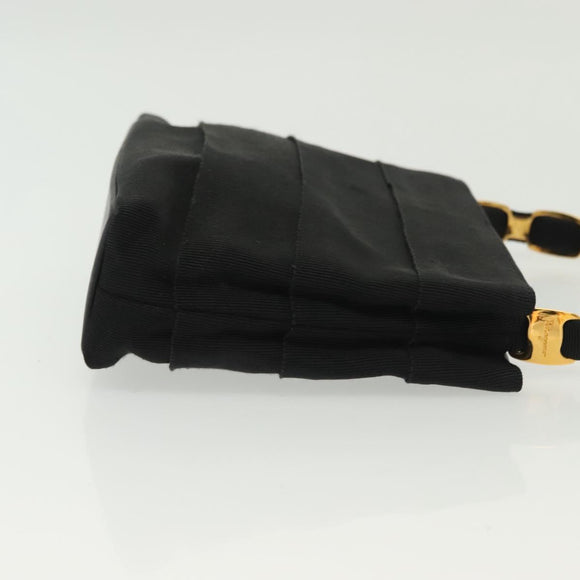 Salvatore Ferragamo Vala Hand Bag Canvas Black Gold Auth 139593