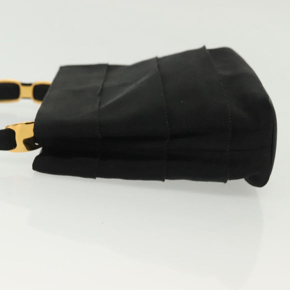 Salvatore Ferragamo Vala Hand Bag Canvas Black Gold Auth 139593