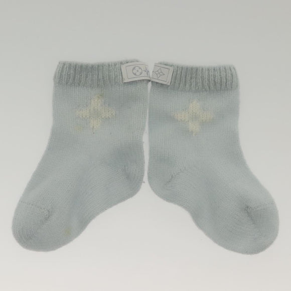 LOUIS VUITTON Baby Gift Set Cashmere White Light Blue GI029C LV Auth 139604