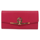 Salvatore Ferragamo Gancini Long Wallet Leather Pink Gold Auth 139609-13