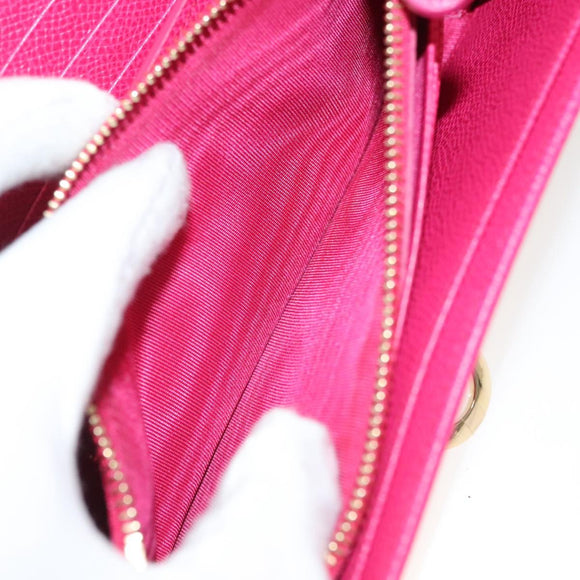 Salvatore Ferragamo Gancini Long Wallet Leather Pink Gold Auth 139609