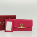 Salvatore Ferragamo Gancini Long Wallet Leather Pink Gold Auth 139609-12