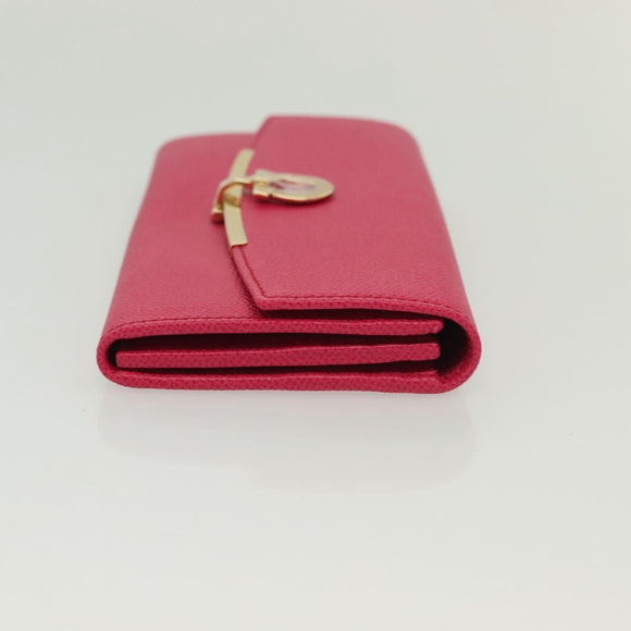 Salvatore Ferragamo Gancini Long Wallet Leather Pink Gold Auth 139609