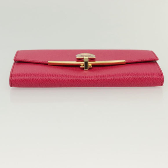 Salvatore Ferragamo Gancini Long Wallet Leather Pink Gold Auth 139609