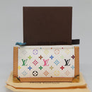 LOUIS VUITTON Multicolor Pochette Cles Coin Purse White M92655 LV Auth 139622V-12