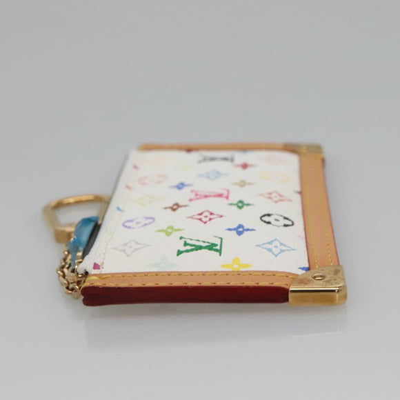 LOUIS VUITTON Multicolor Pochette Cles Coin Purse White M92655 LV Auth 139622V