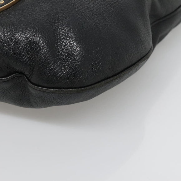 GUCCI Interlocking Shoulder Bag Leather Black Gold 121548 Auth 139643