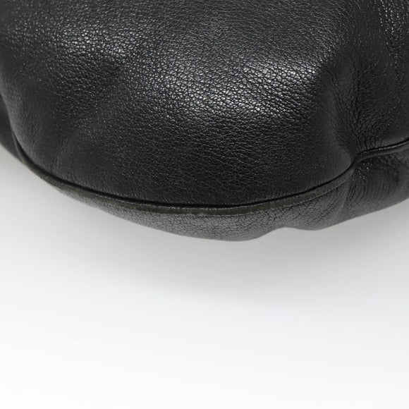 GUCCI Interlocking Shoulder Bag Leather Black Gold 121548 Auth 139643