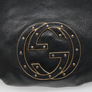 GUCCI Interlocking Shoulder Bag Leather Black Gold 121548 Auth 139643-14