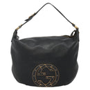 GUCCI Interlocking Shoulder Bag Leather Black Gold 121548 Auth 139643-2
